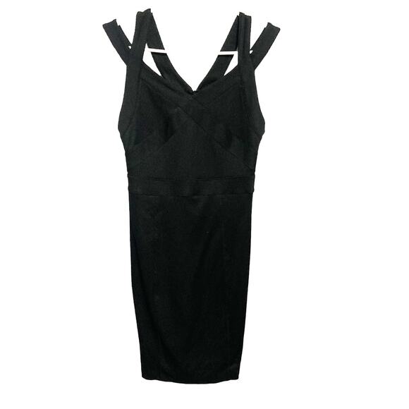 A|X Armani Exchange Black Strappy Bandage Dress Stretchy Size Small - Picture 1 of 6